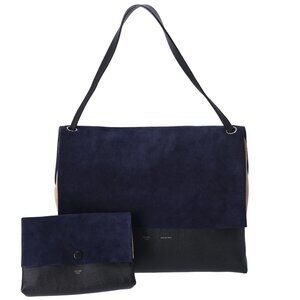Celine All Soft Shoulder Bag Ocean Blue Calfskin Suede